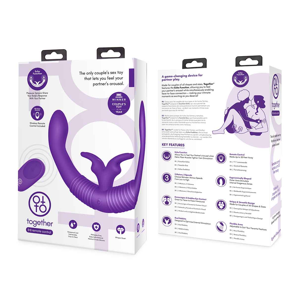 Together Toy Парный двухголовый фиолетовый кролик-вибратор Together