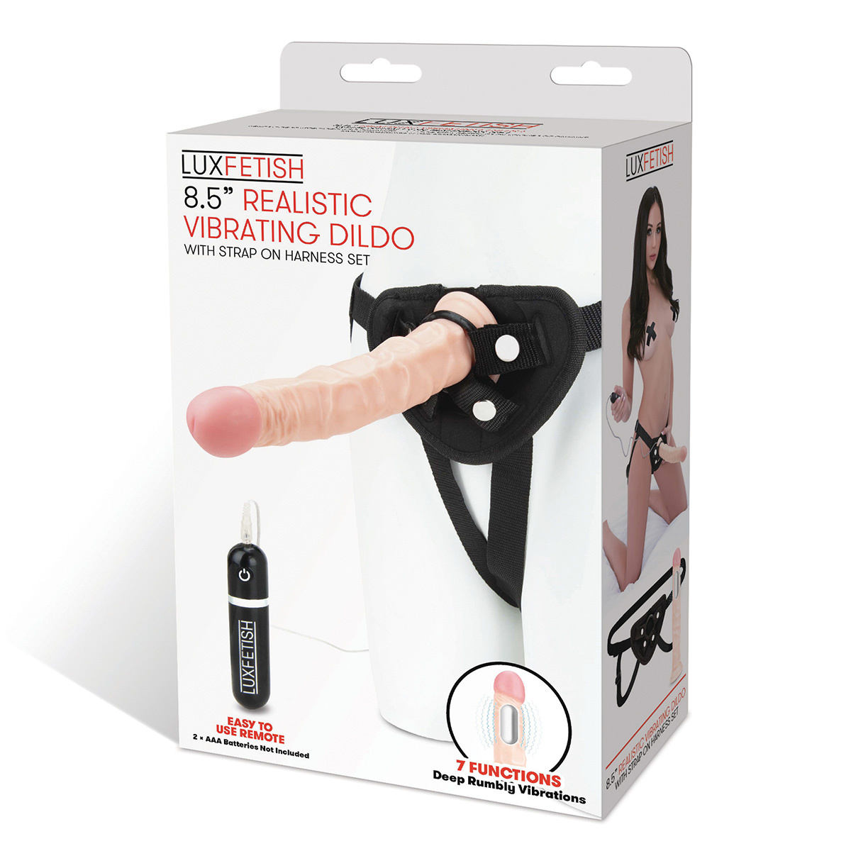 Lux Fetish Вибрирующий фаллоимитатор 21 см со страпоном в наборе