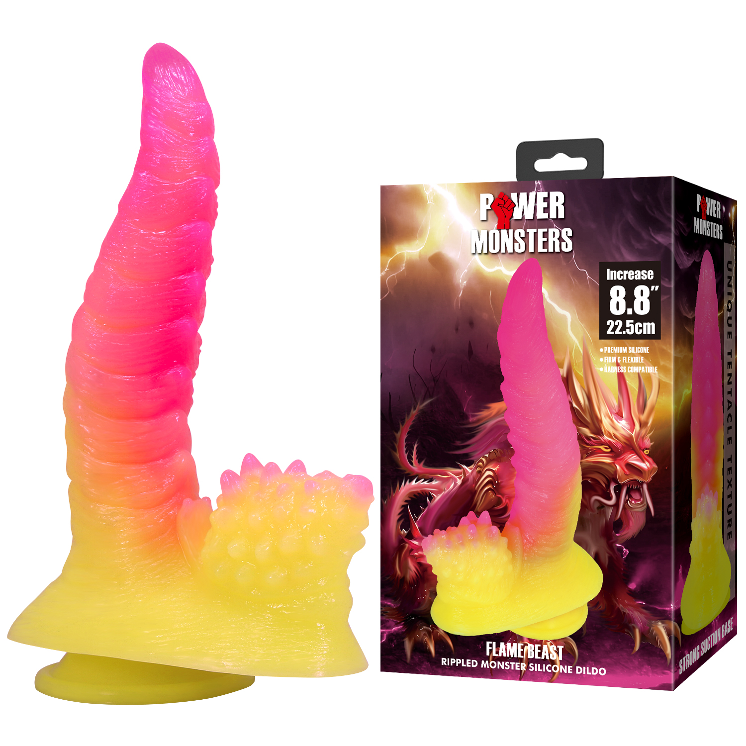 Flame Beast, фаллоимитатор на присоске, серии Power Monsters, 22,5 см