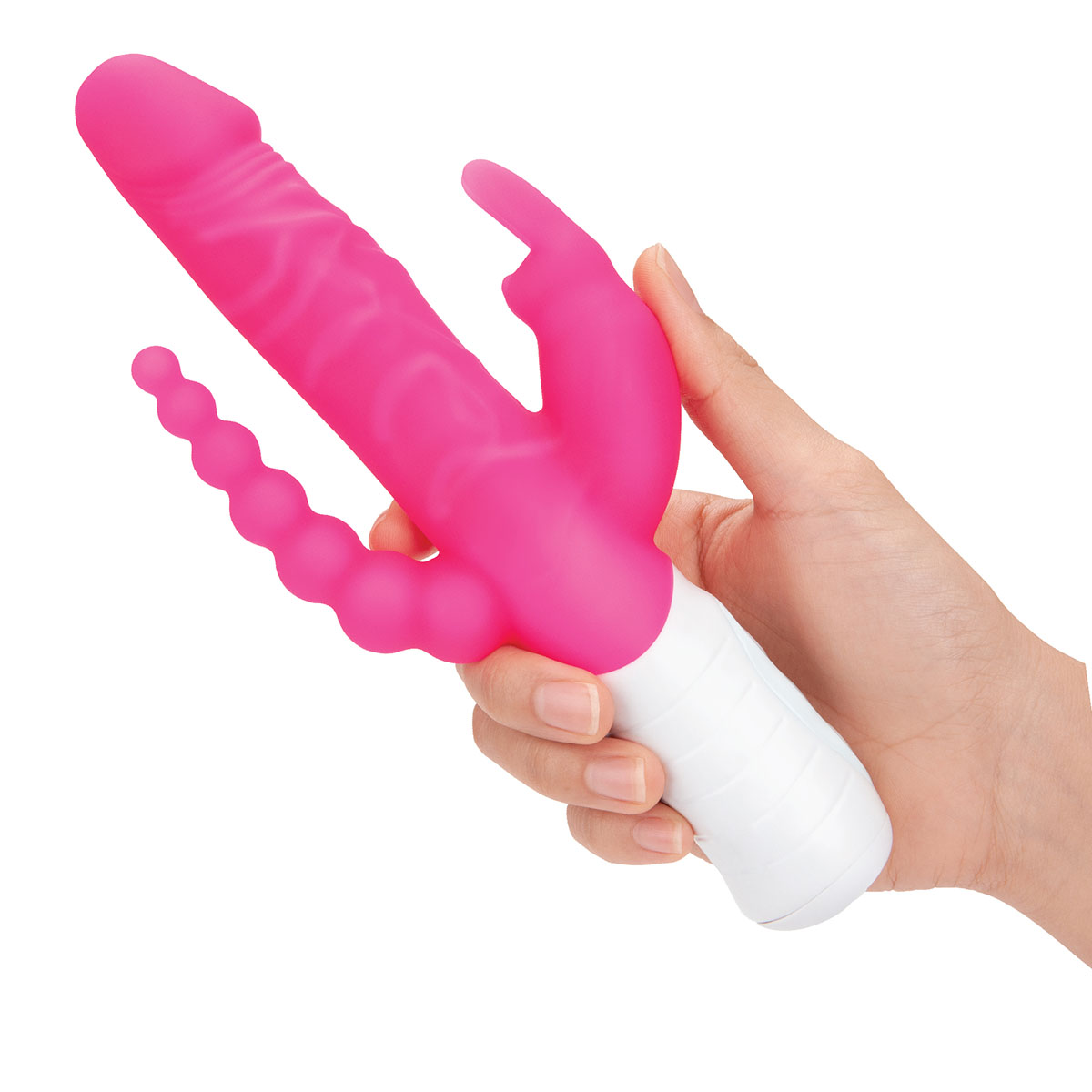 Rabbit Essentials Тонкий кролик-реалистик с двойным проникновением SLIM DOUBLE PENETRATION розовый