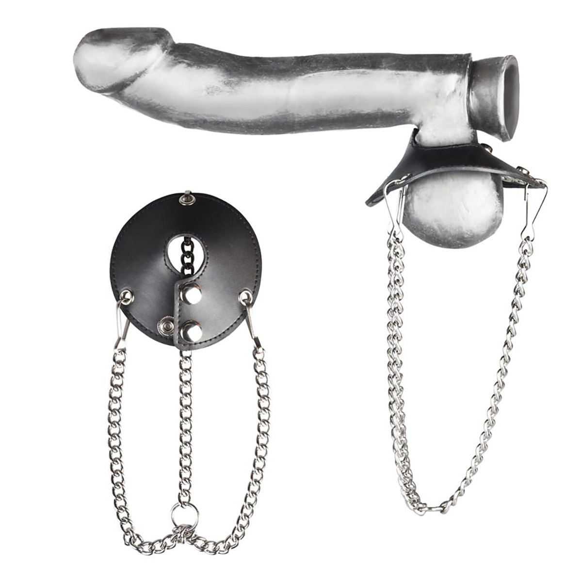 BlueLine Утяжка для мошонки из искусственной кожи с цепочками PARACHUTE BALL STRETCHER