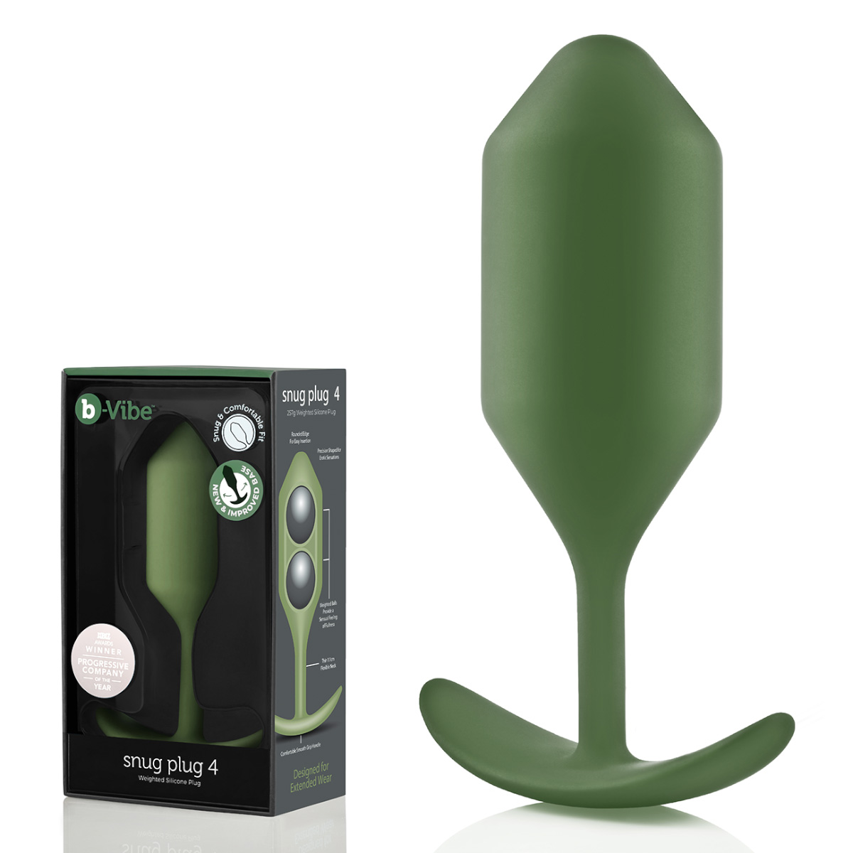 b-Vibe Профессиональная пробка для ношения B-vibe Snug Plug 4 хаки