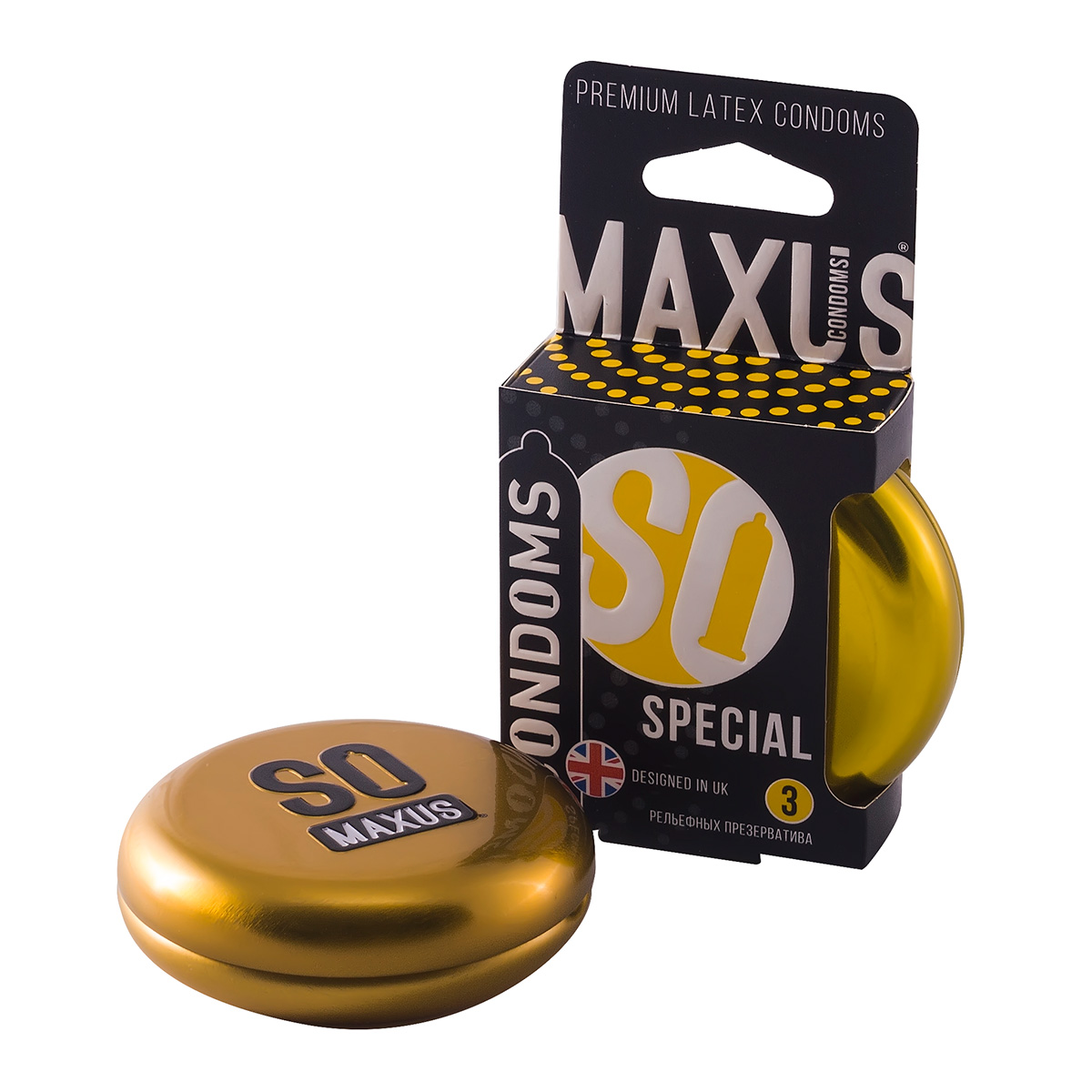Maxus Презервативы в железном кейсе точечно-ребристые MAXUS Special №3 - 1 уп (3 шт)