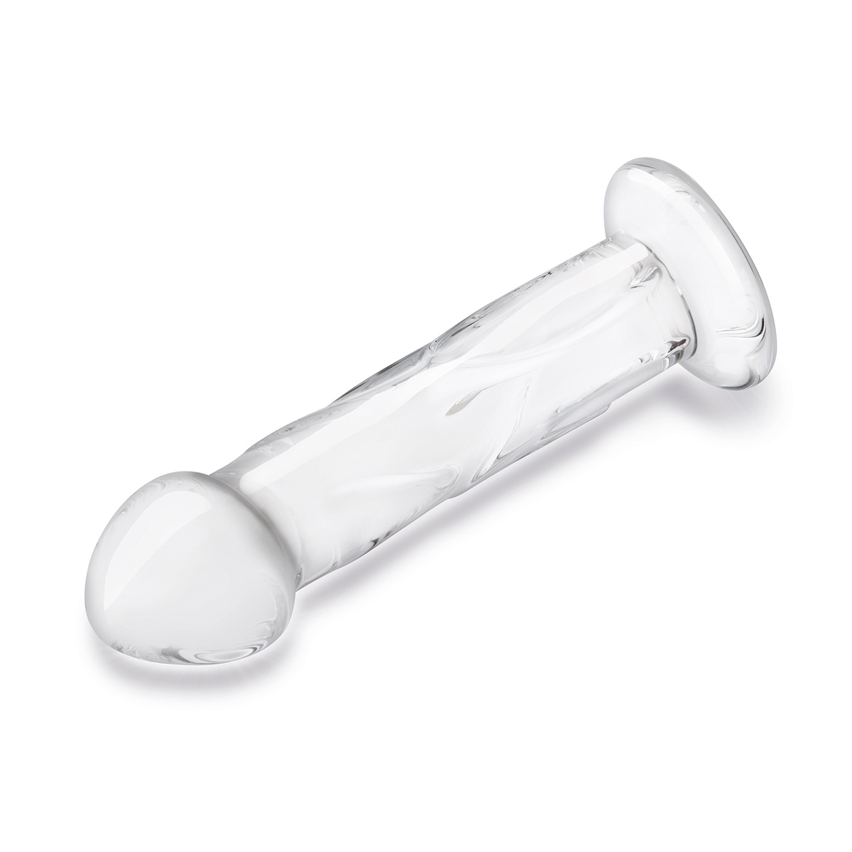 Glas Фаллоимитатор 6 in с рельефом и крупной головкой Glass Dildo With Veins & Flat Base
