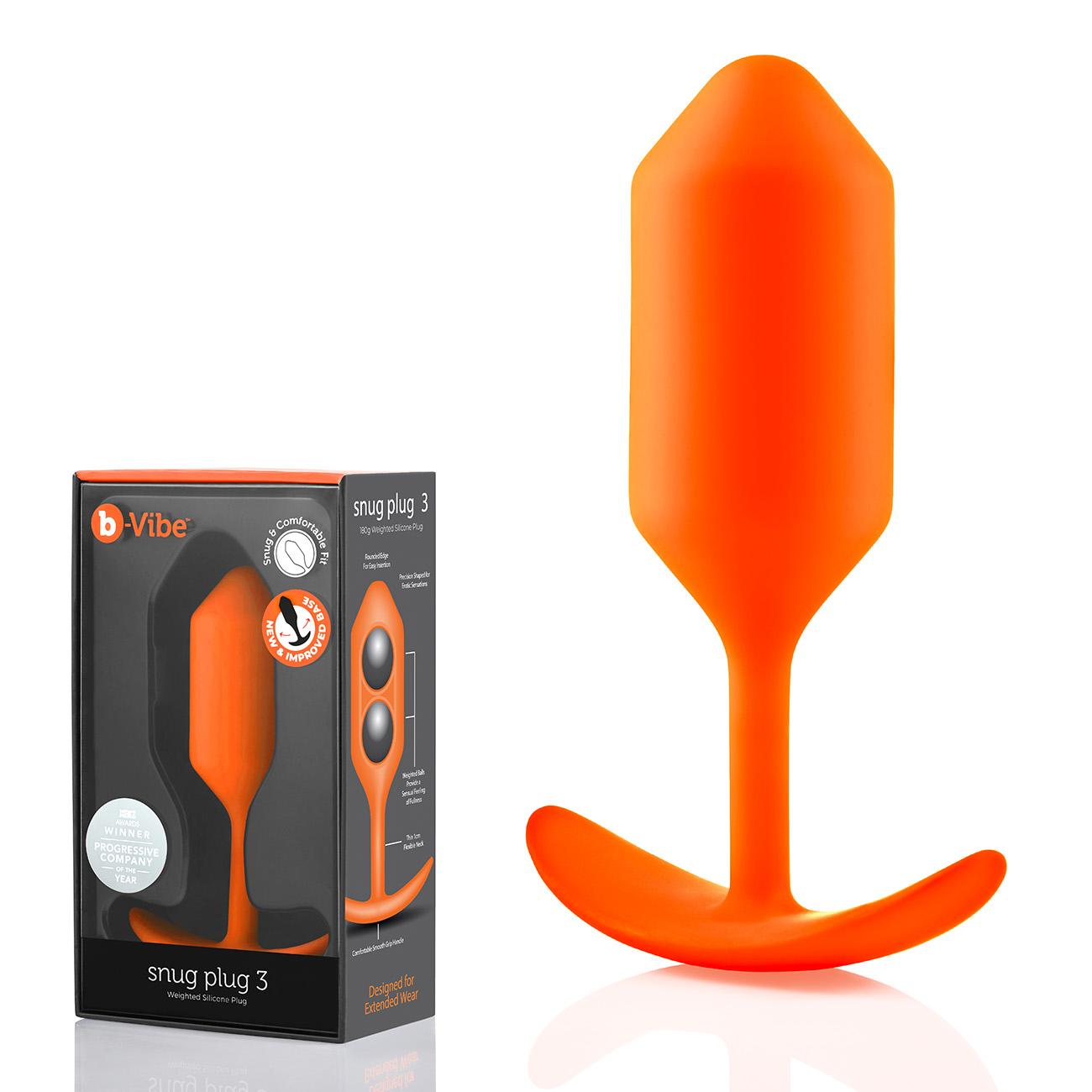 b-Vibe Профессиональная пробка для ношения B-vibe Snug Plug 3 оранжевая