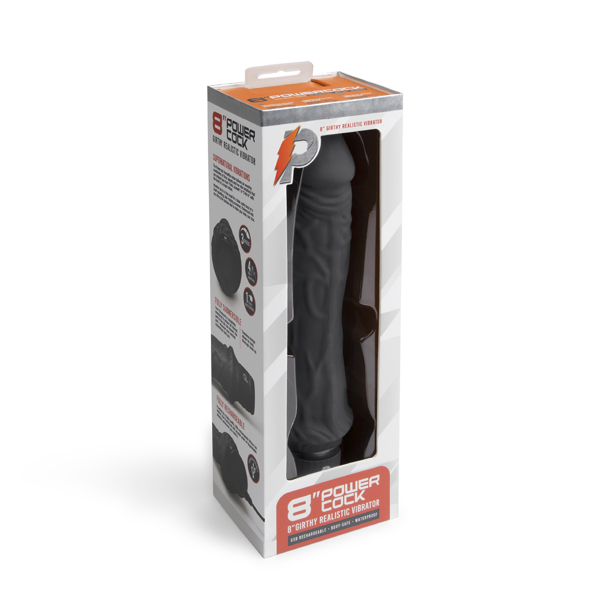 PowerCocks Классический массажер 8" Girthy Realistic Vibrator черный