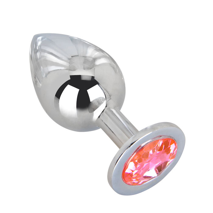 Erotic Fantasy Большой плаг из стали с кристаллом PINK BUBBLE GUM