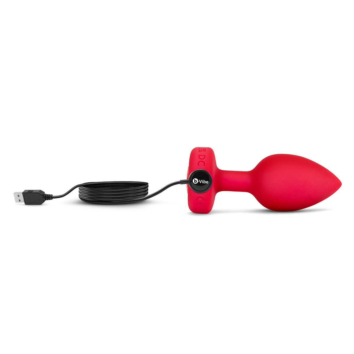 b-Vibe Анальный алый плаг с кристаллом-сердцем VIBRATING HEART SHAPE JEWEL PLUG M/L