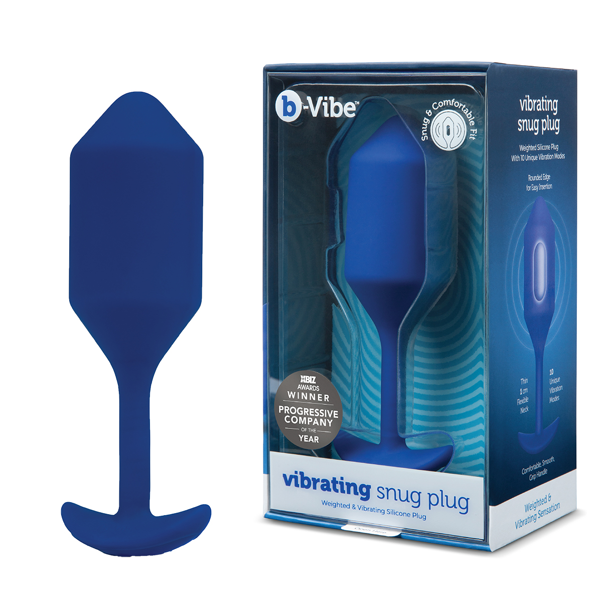 b-Vibe Профессиональная пробка для ношения с вибрацией синяя B-Vibe Vibrating Snug Plug 4