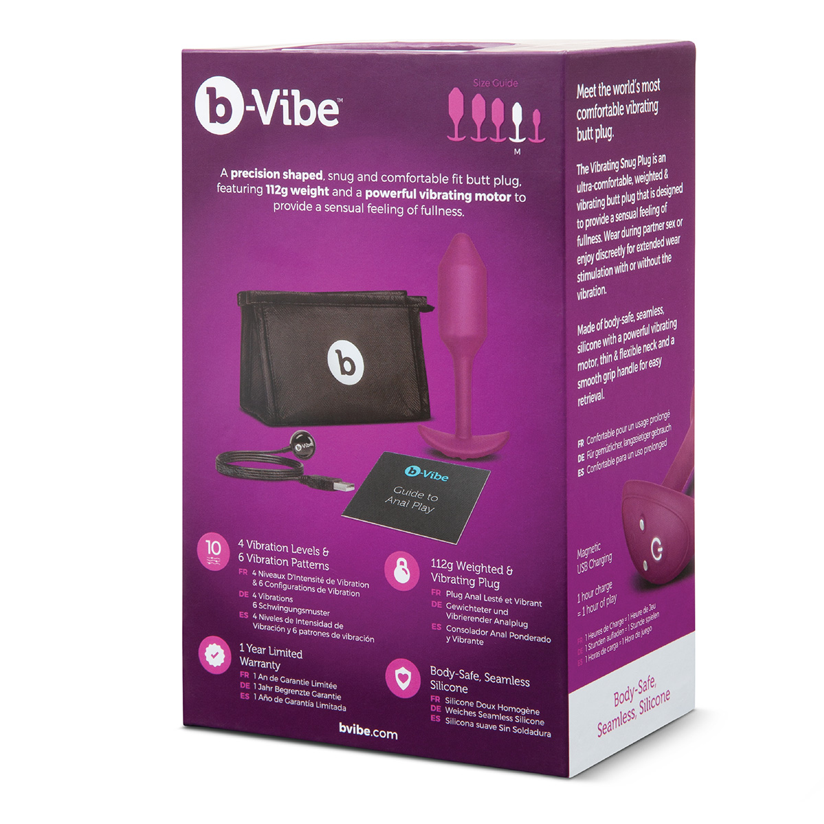 b-Vibe Профессиональная пробка для ношения с вибрацией розовая B-Vibe Vibrating Snug Plug 2
