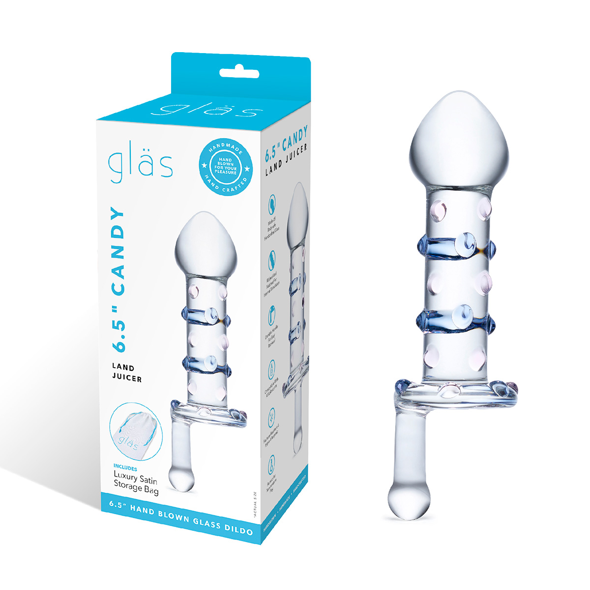 Glas Небольшой фаллос с ручкой CANDY LAND JUICER